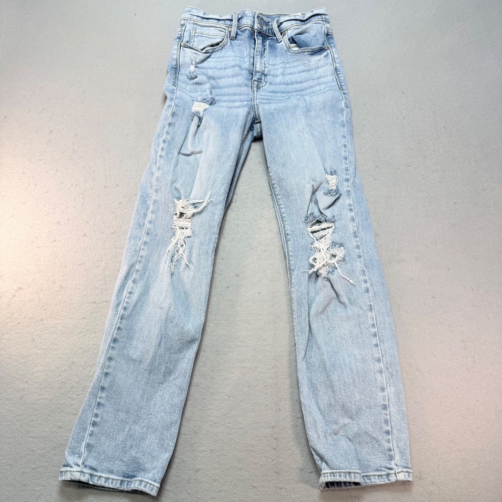 Eunina Olsen Super High Rise Classic Straight‎ Leg Distressed Jeans